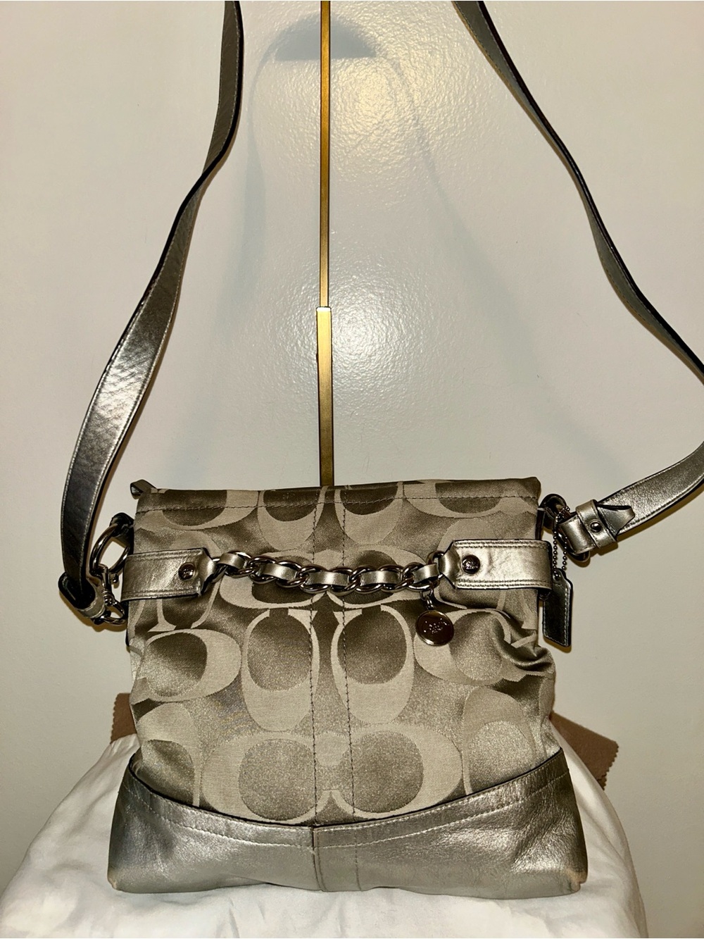 Coach Signature Sateen Chain Duffle Crossbody bag